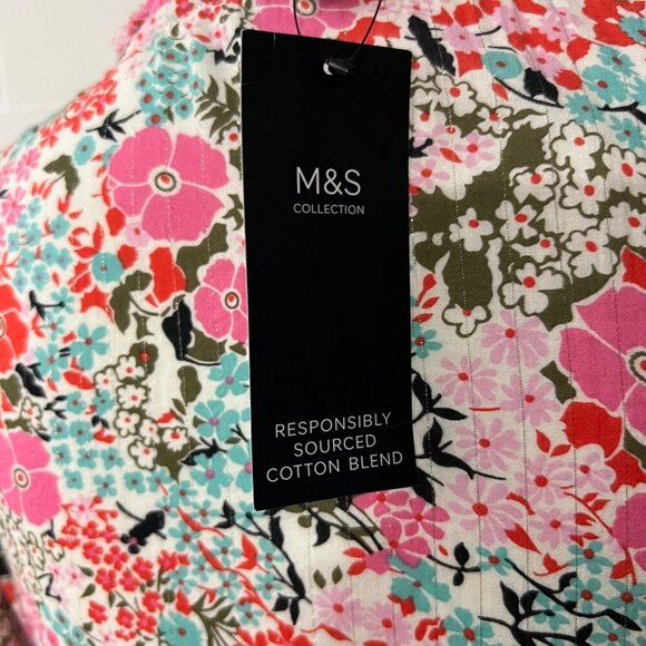 M&S Collection Floral Long  Maxi Long Sleeve Cottage Prairie Dress Size 8‎ - Picture 2 of 11